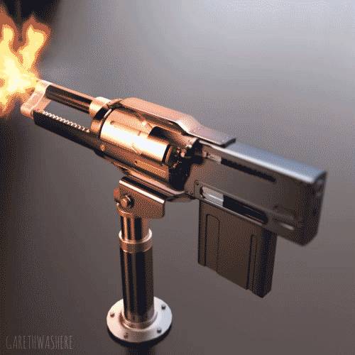 Кулачковый механизм. Автоматическая пушка револьверного типа с системой газоотвода.