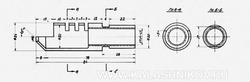 Схемы лишь некоторых из более чем десятка дульных устройств, предлагавшихся для автомата Калашникова АК-47