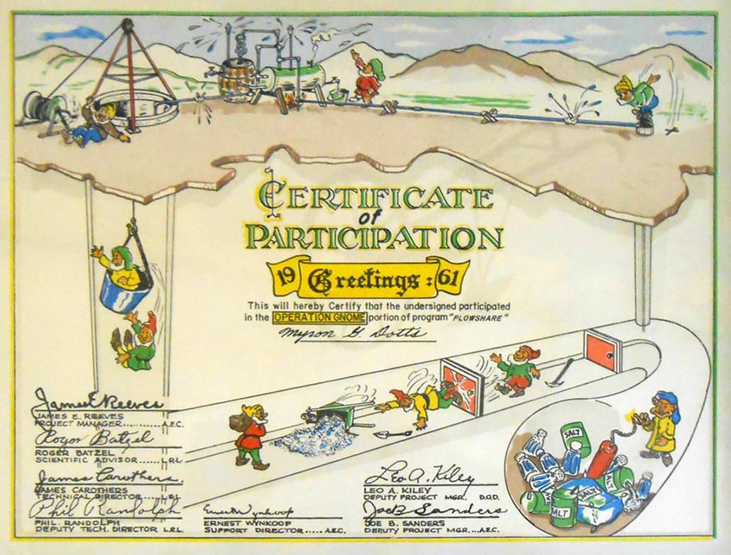 2. Проект «Гном», 1961 - Project Gnome - Сертификат об облучении - 7 самых странных документов ядерной эпохи - Last Day Club