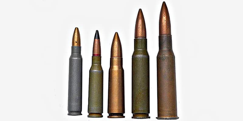 Самые распространённые российские «нарезные» боеприпасы: .223 Rem, 5,45×39 мм, 7,62×39 мм, .308 Win и 7,62×54R